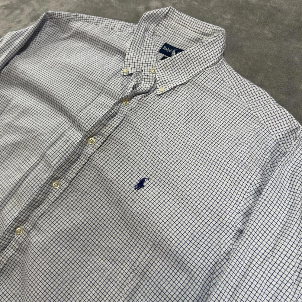 Ralph Lauren Mens Polo Yarmouth Long‎ Sleeve Plaid Logo Shirt 17 34/35 Vintage